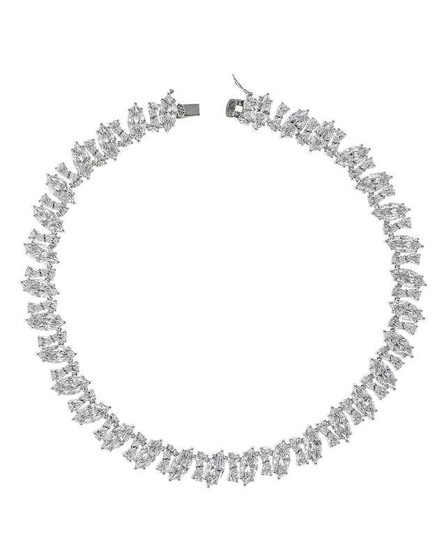Cubic Zirconia Diagonal Marquise Necklace